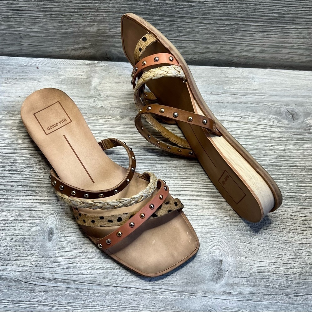 EUC Dolce Vita Ramey 4 strap slip on sandals size 6.5 leather great for summer - Picture 3 of 13